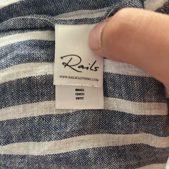 Rails Jasmine Linen Blend Drop Elastic Waist Dress Tibet Stripe Size small - Picture 10 of 10